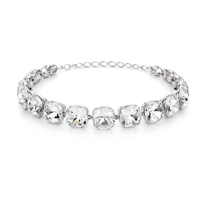 Cushion-cut crystal adjustable bracelet — variable colour - Clear
