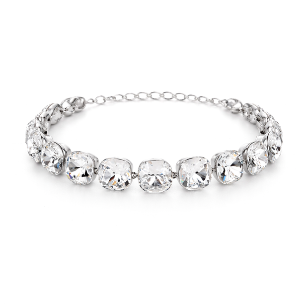 Cushion-cut crystal adjustable bracelet — variable colour - Clear