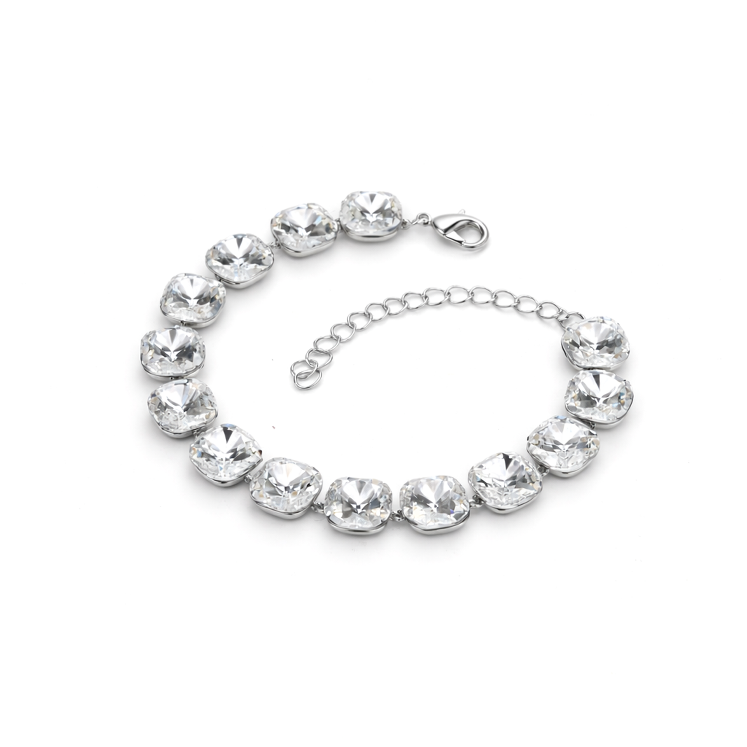 Cushion-cut crystal adjustable bracelet — variable colour - Clear
