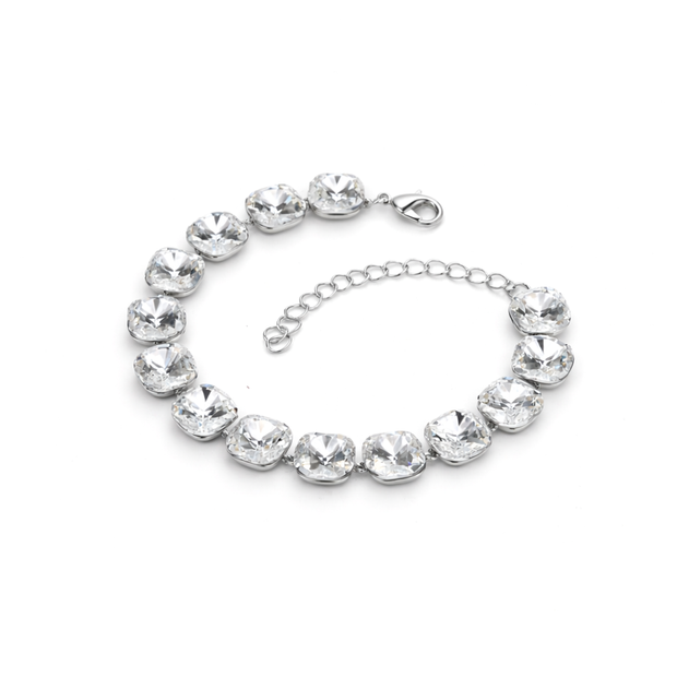 Cushion-cut crystal adjustable bracelet — variable colour - Clear