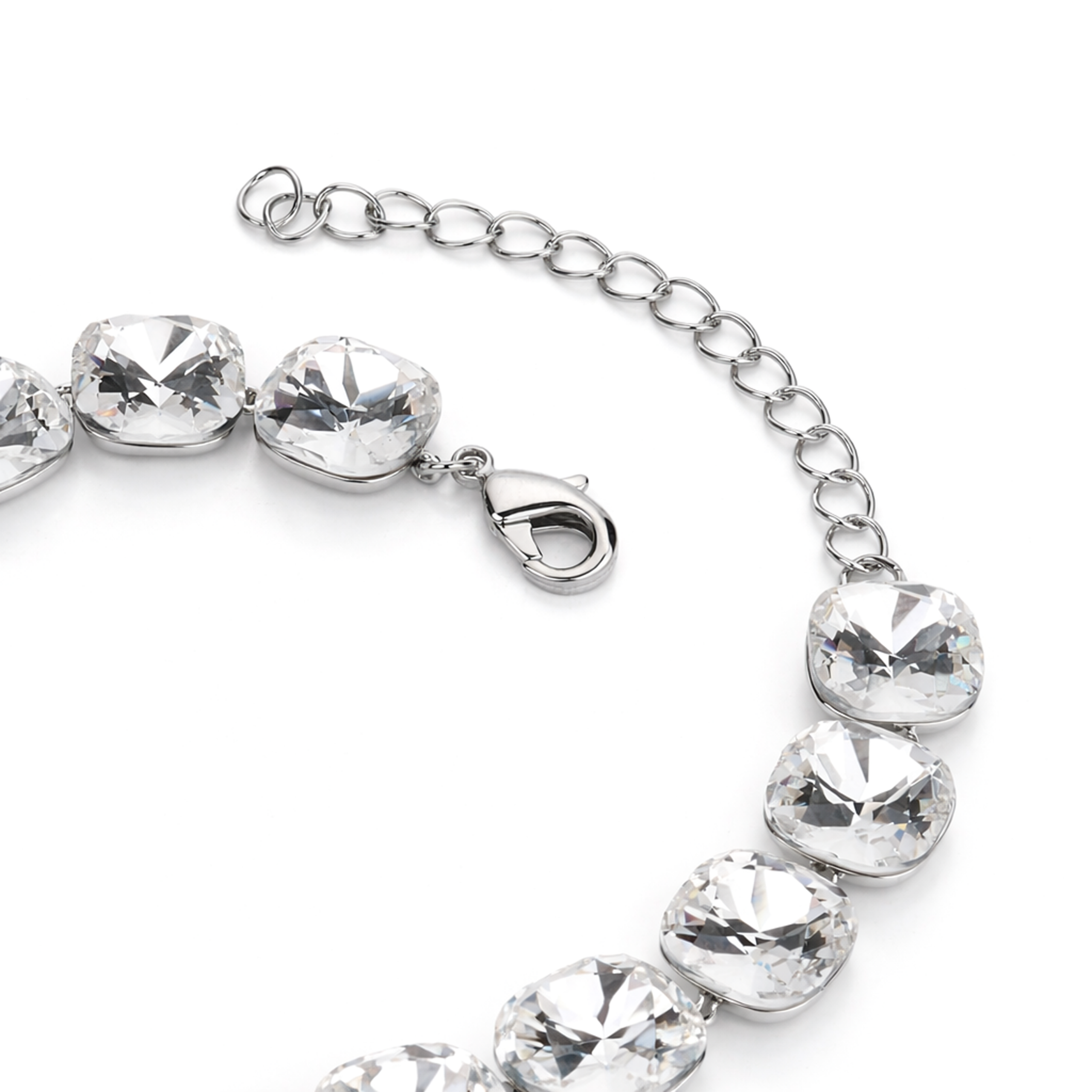 Cushion-cut crystal adjustable bracelet — variable colour - Clear