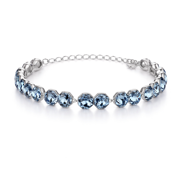 Octagonal crystal adjustable bracelet — variable colour - Aqua Blue