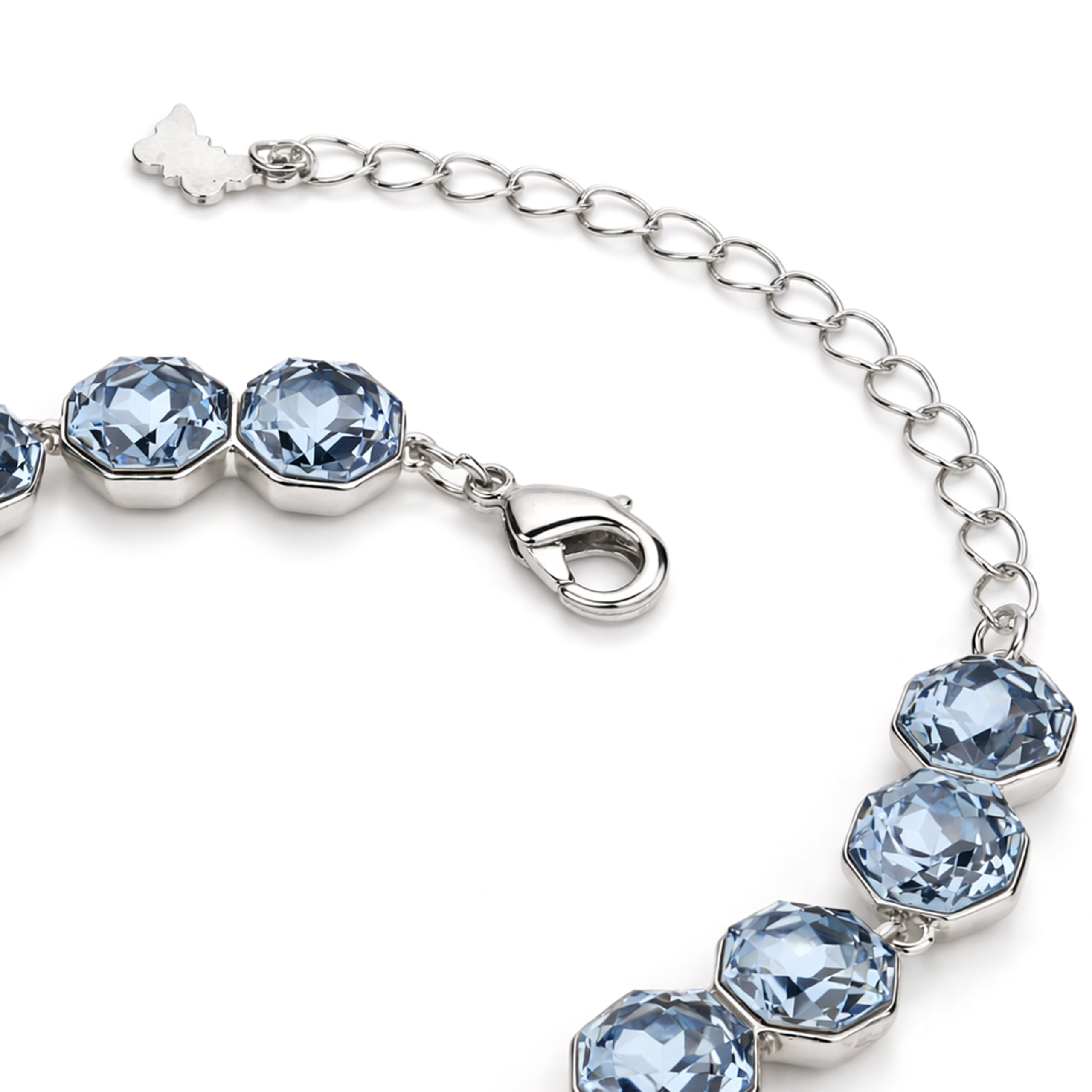 Octagonal crystal adjustable bracelet — variable colour - Aqua Blue