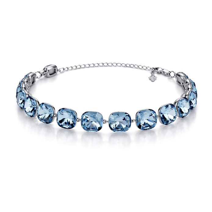 Cushion-cut crystal adjustable bracelet — variable colour - Aqua Blue