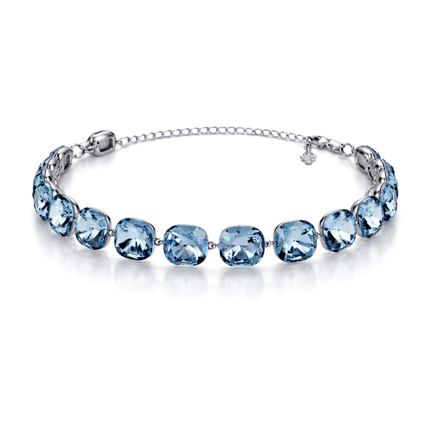 Cushion-cut crystal adjustable bracelet — variable colour - Aqua Blue