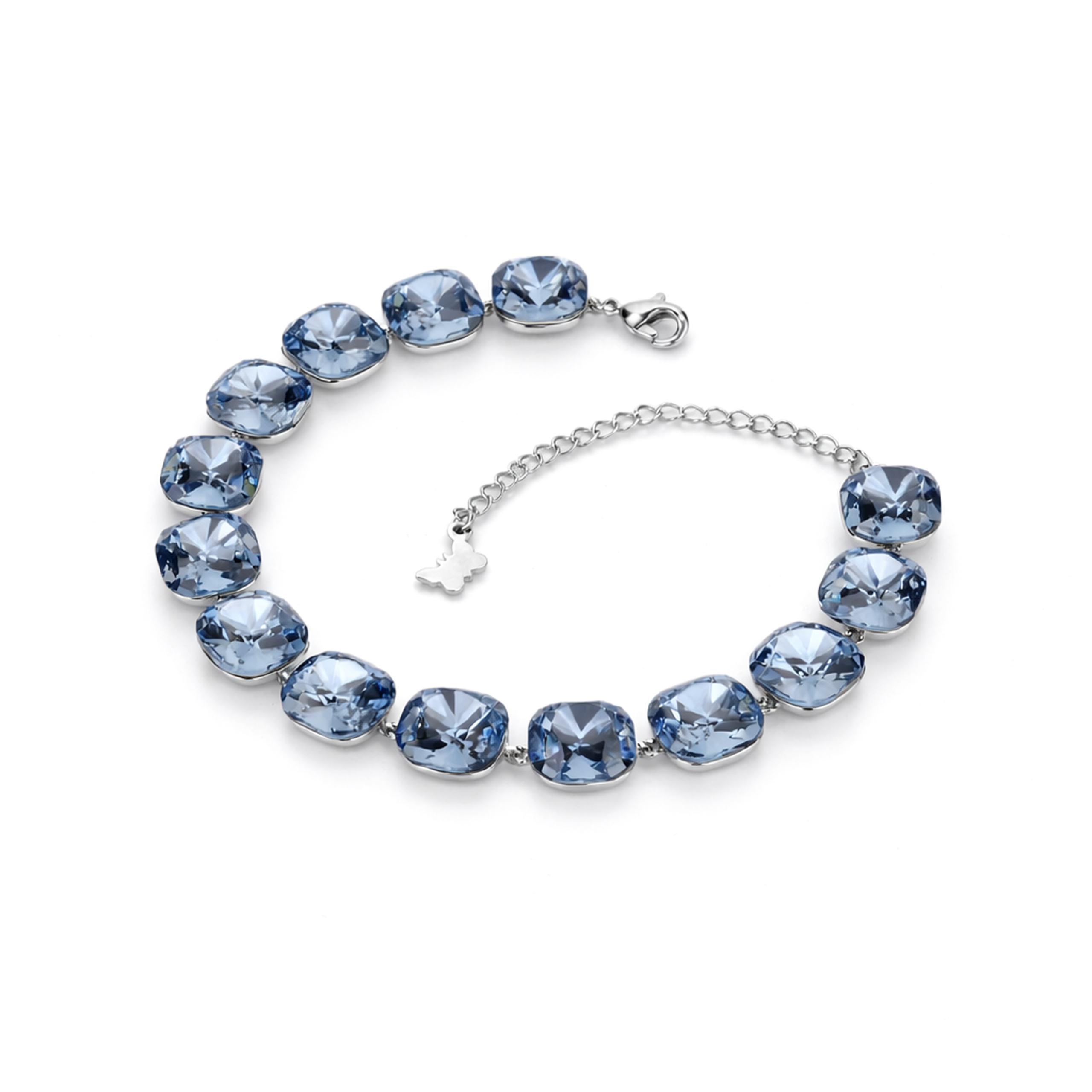 Cushion-cut crystal adjustable bracelet — variable colour - Aqua Blue