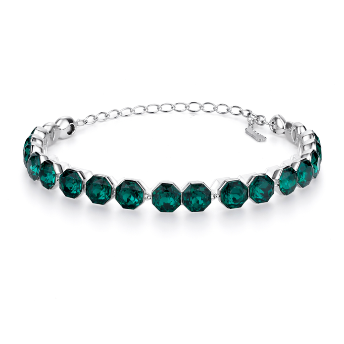 Octagonal crystal adjustable bracelet — variable colour - Emerald Green