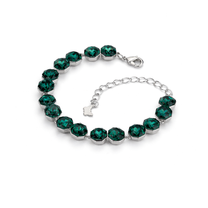 Octagonal crystal adjustable bracelet — variable colour - Emerald Green