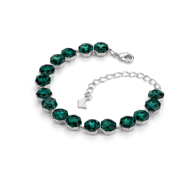 Octagonal crystal adjustable bracelet — variable colour - Emerald Green