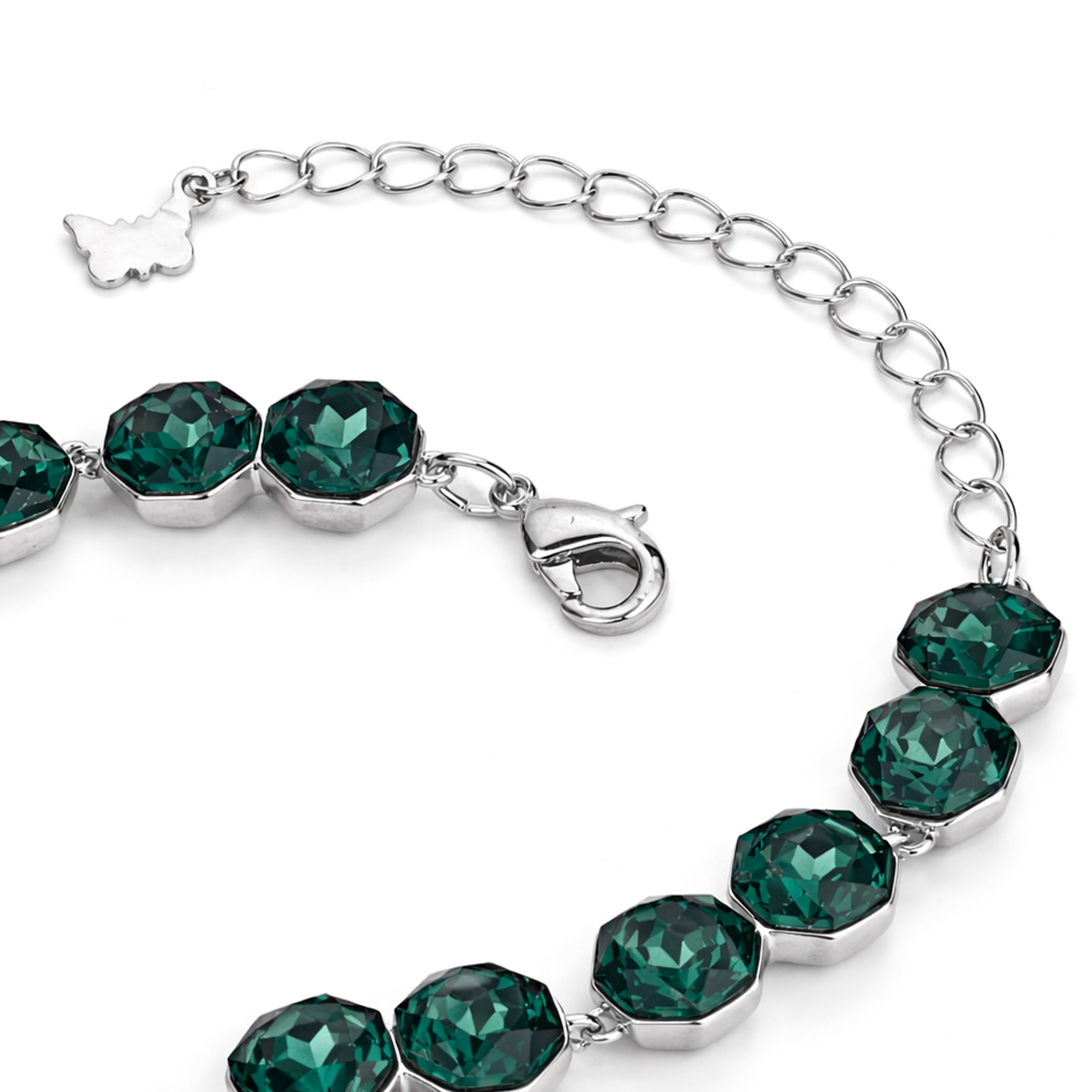 Octagonal crystal adjustable bracelet — variable colour - Emerald Green