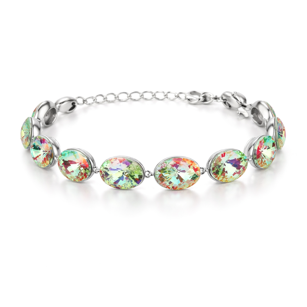 Oval-cut crystal adjustable bracelet — variable colour - Multi-Color