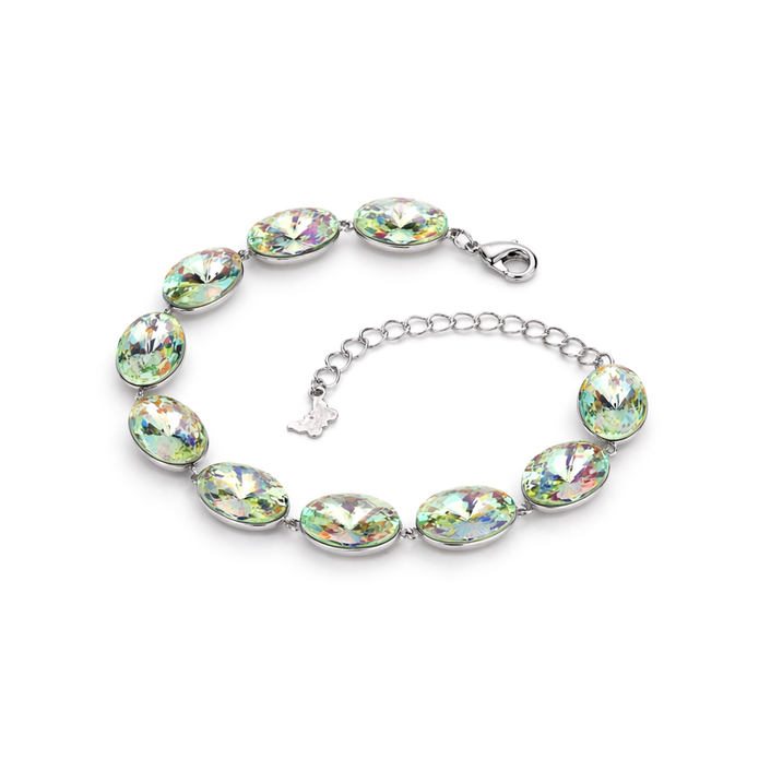 Oval-cut crystal adjustable bracelet — variable colour - Multi-Color