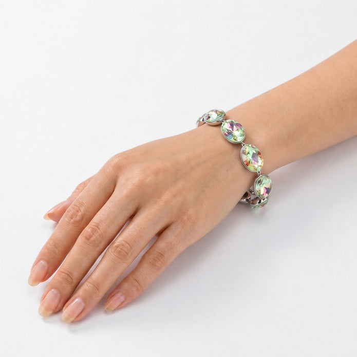 Oval-cut crystal adjustable bracelet — variable colour - Multi-Color
