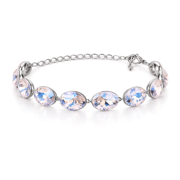 Oval-cut crystal adjustable bracelet — variable colour - Aurora