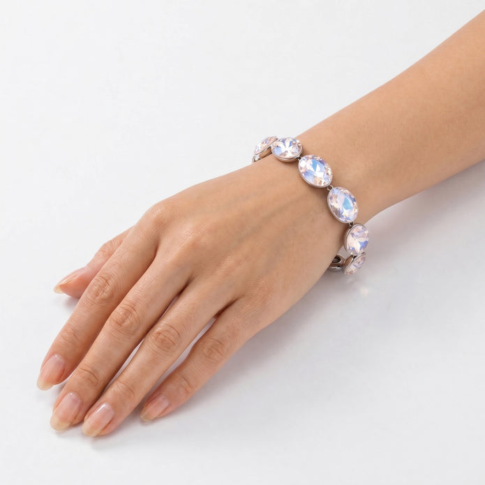 Oval-cut crystal adjustable bracelet — variable colour - Aurora