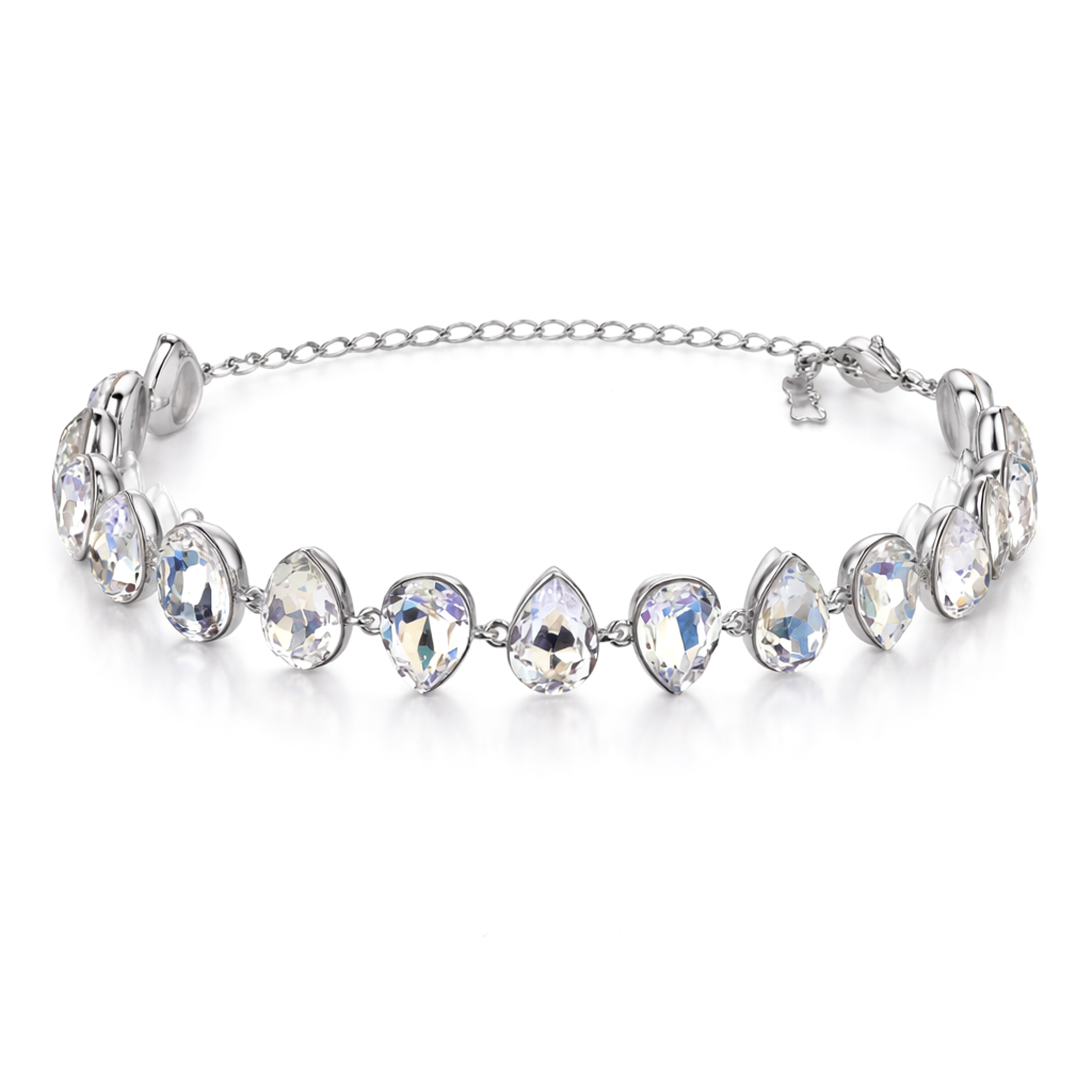 Pear-cut crystal adjustable bracelet — variable colour - Clear