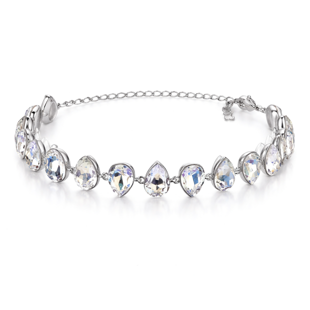 Pear-cut crystal adjustable bracelet — variable colour - Clear