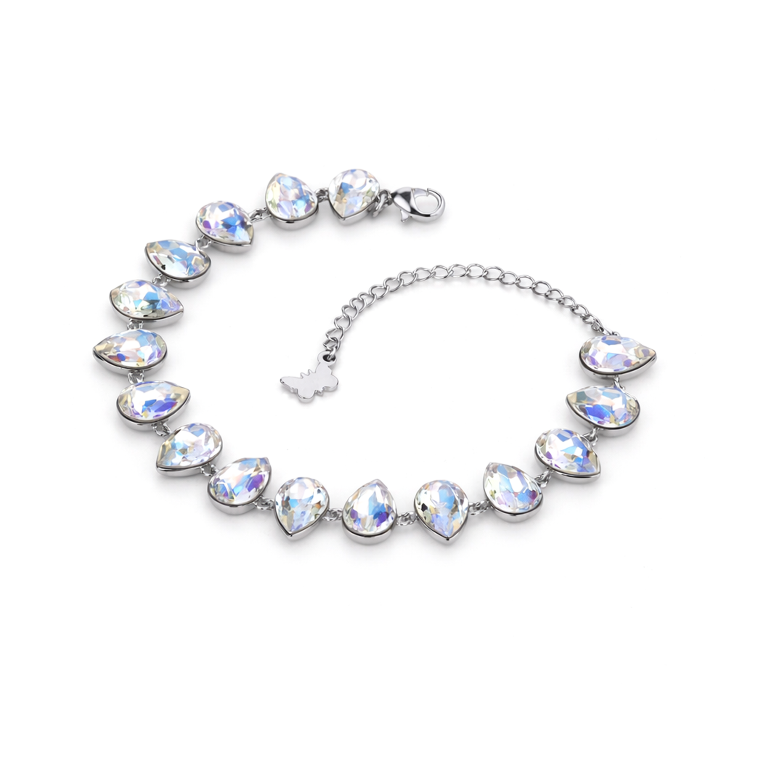 Pear-cut crystal adjustable bracelet — variable colour - Clear