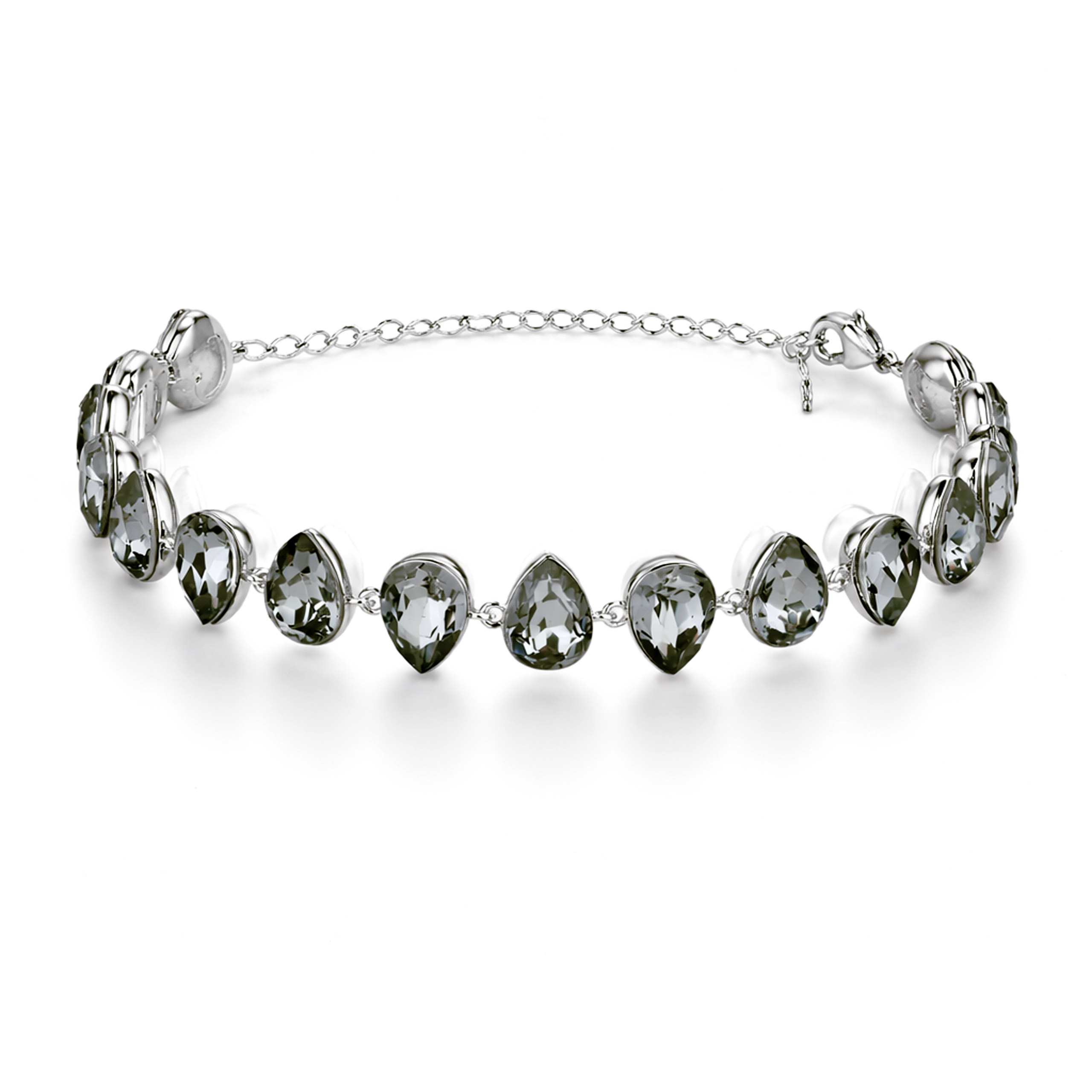 Pear-cut crystal adjustable bracelet — variable colour - Gunmetal