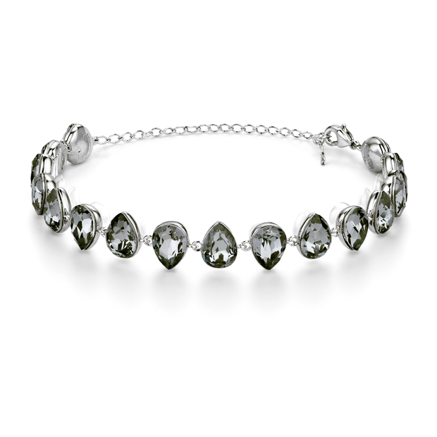 Pear-cut crystal adjustable bracelet — variable colour - Gunmetal