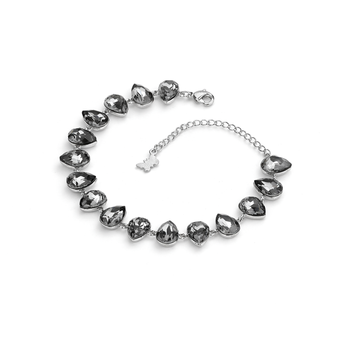 Pear-cut crystal adjustable bracelet — variable colour - Gunmetal