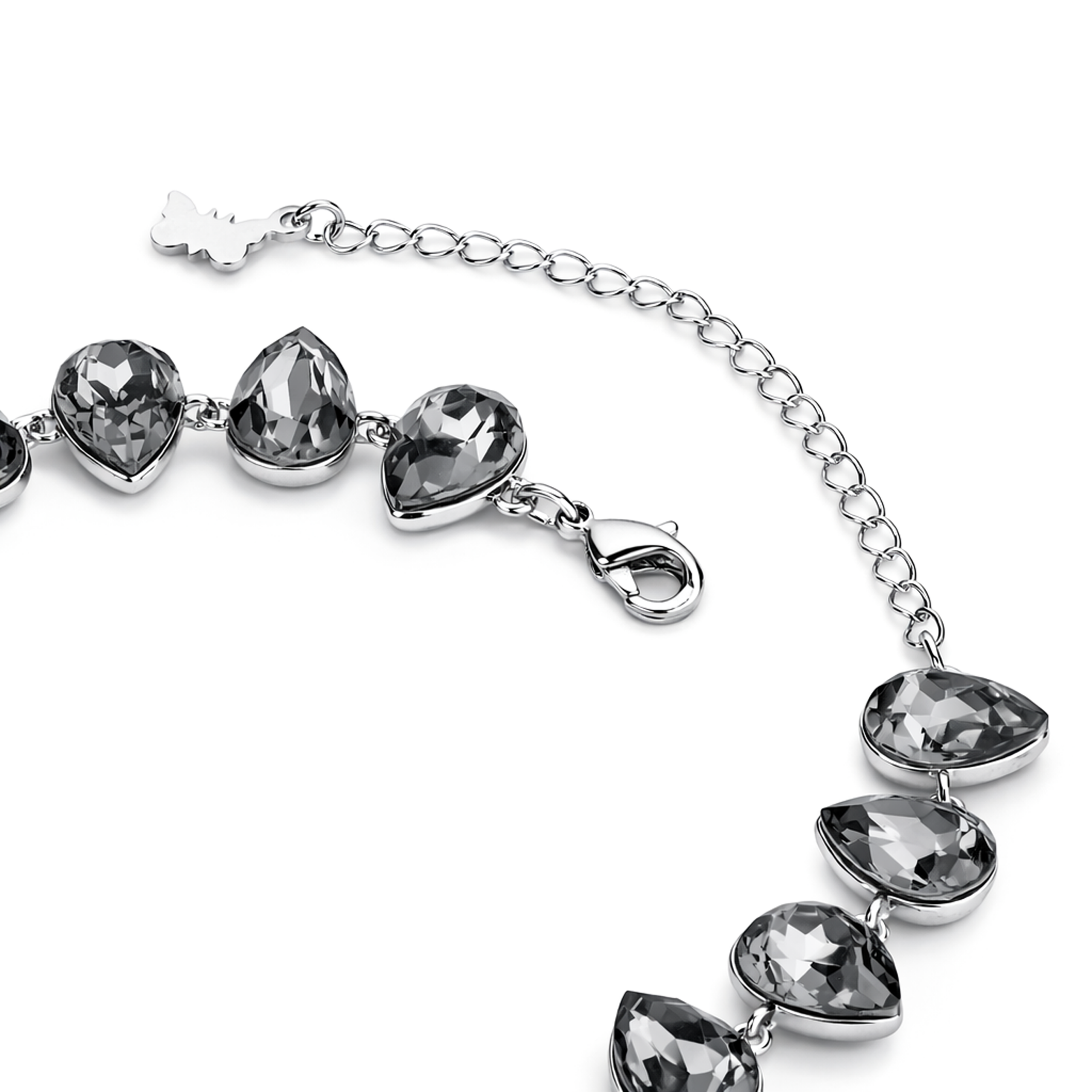 Pear-cut crystal adjustable bracelet — variable colour - Gunmetal