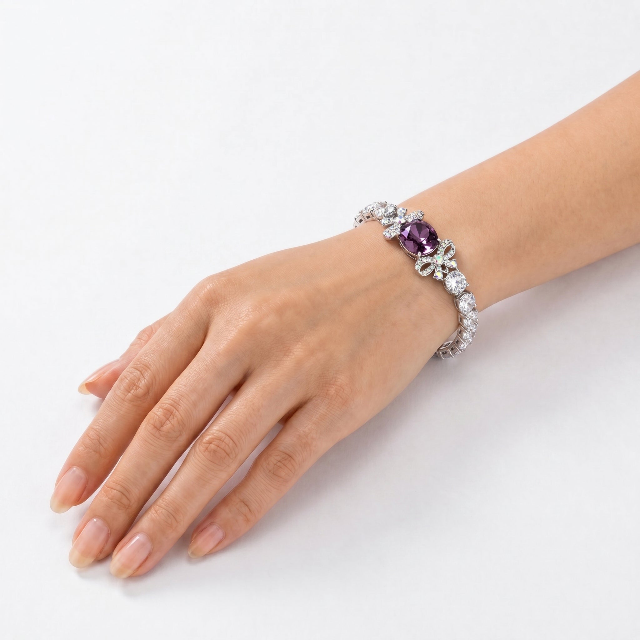 Crystal crystal tennis bracelet — variable colour - Plum