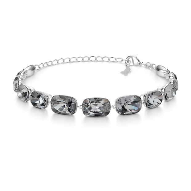 Cushion-cut crystal adjustable bracelet — variable colour - Gunmetal