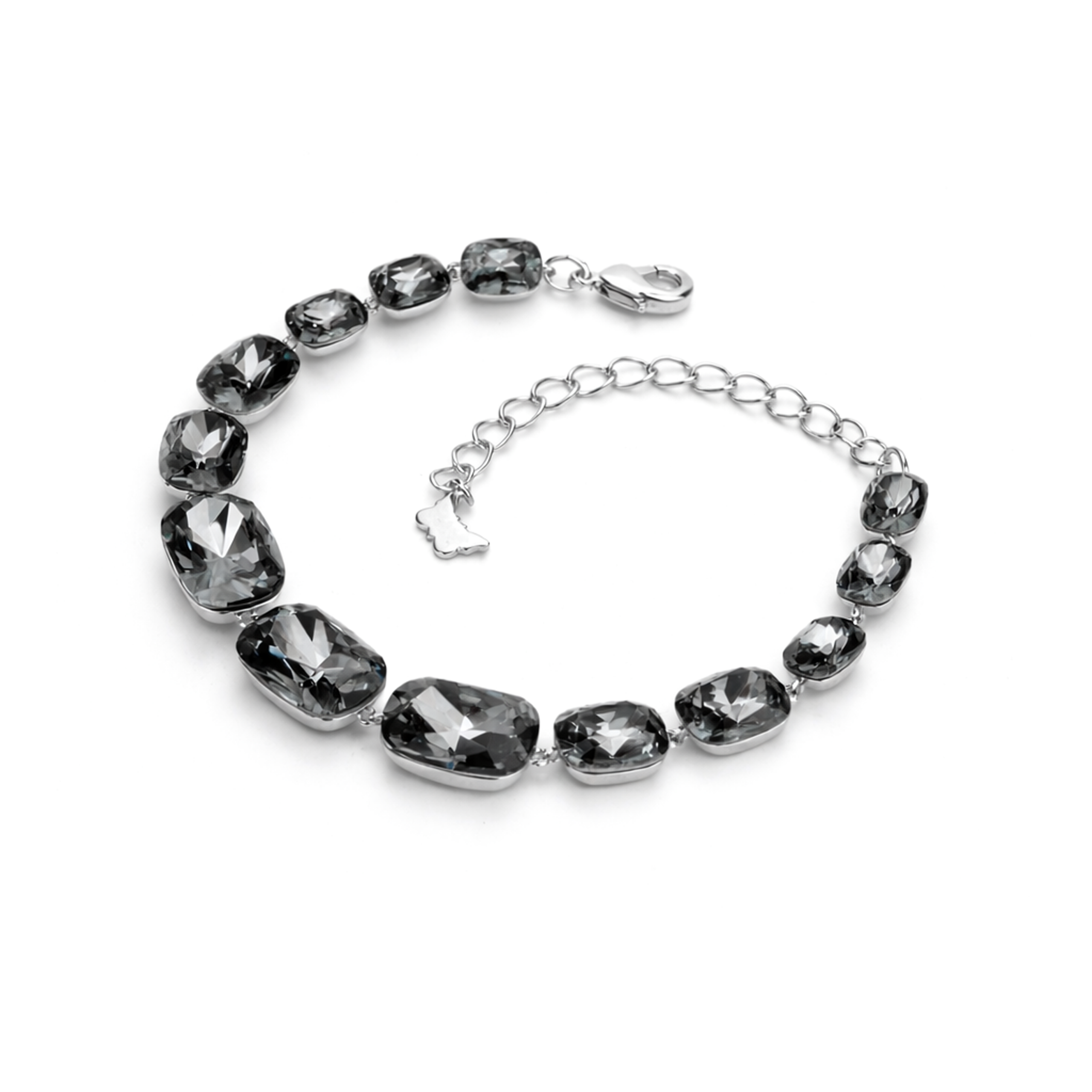 Cushion-cut crystal adjustable bracelet — variable colour - Gunmetal
