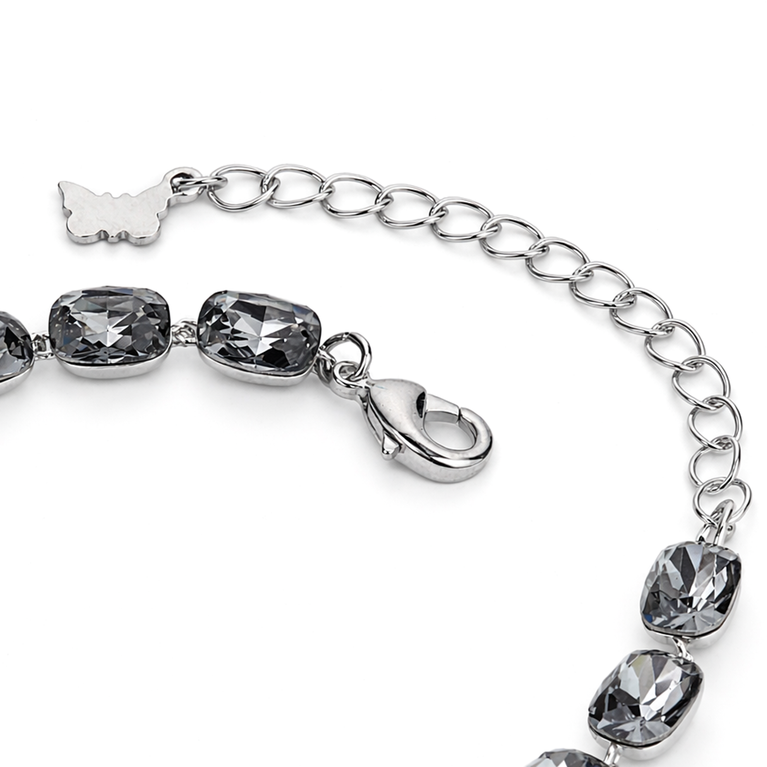 Cushion-cut crystal adjustable bracelet — variable colour - Gunmetal