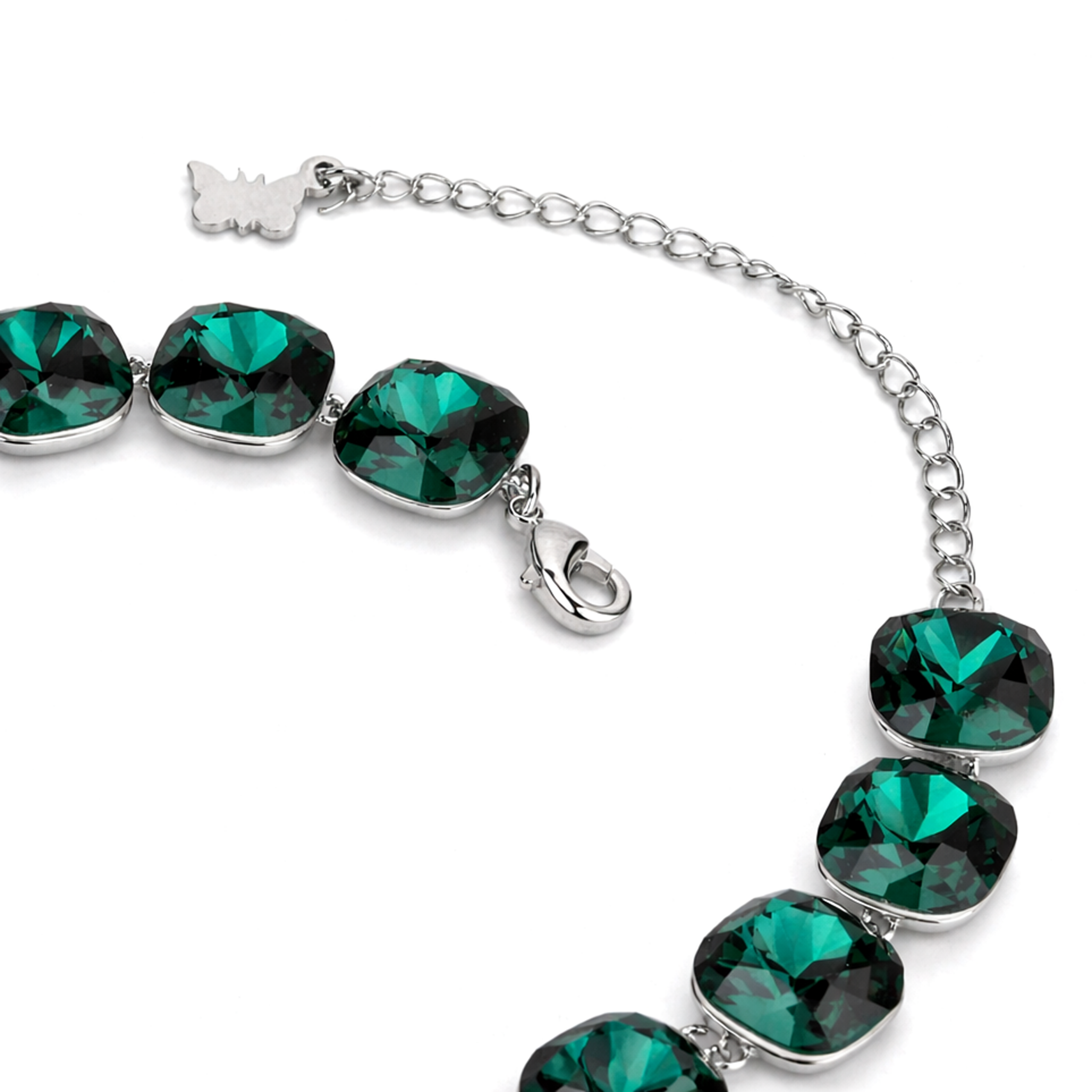 Cushion-cut crystal adjustable bracelet — variable colour - Emerald Green