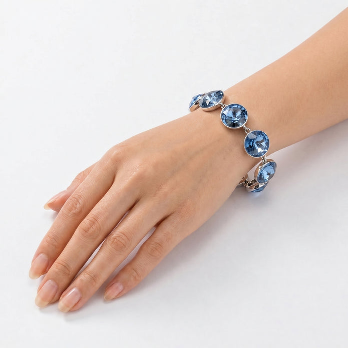Rivoli crystal adjustable bracelet — variable colour - Aqua Blue
