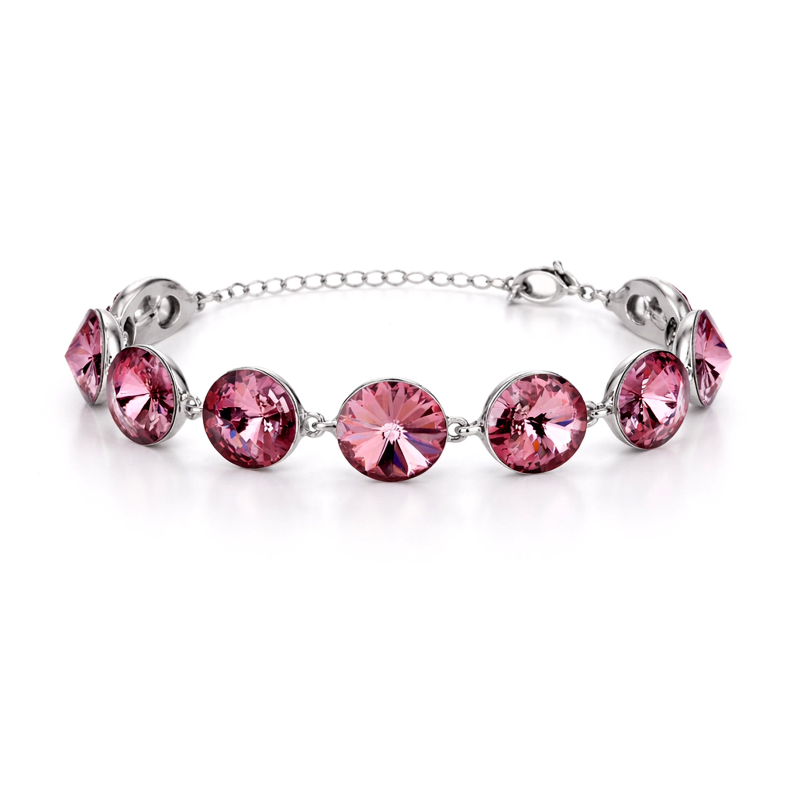 Rivoli crystal adjustable bracelet — variable colour - Rose pink