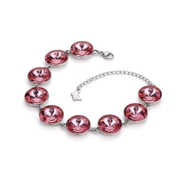 Rivoli crystal adjustable bracelet — variable colour - Rose pink