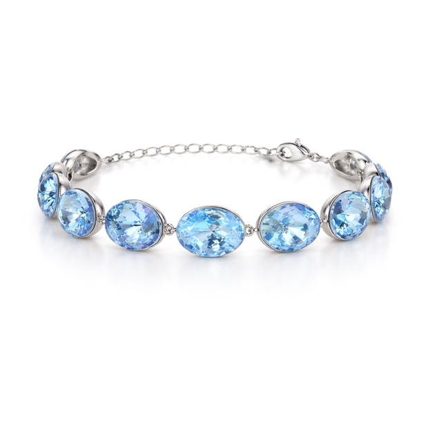 Oval-cut crystal adjustable bracelet — variable colour - Aqua Blue