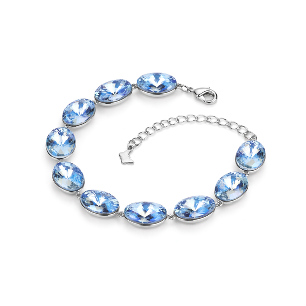Oval-cut crystal adjustable bracelet — variable colour - Aqua Blue