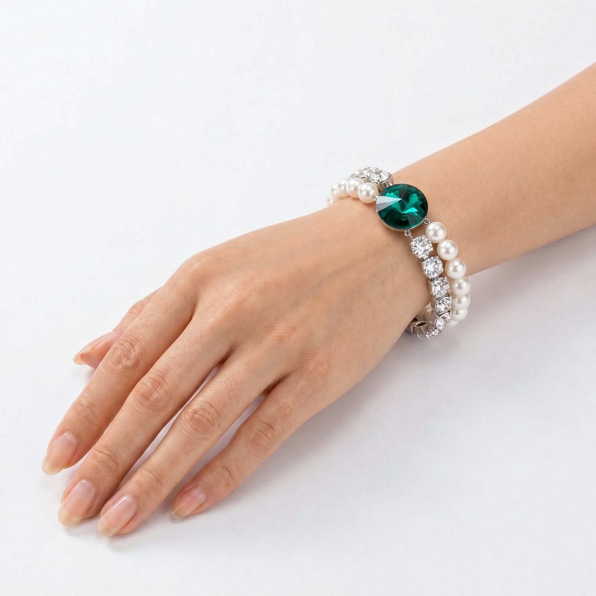 Pearl crystal chain bracelet — variable colour - Emerald Green
