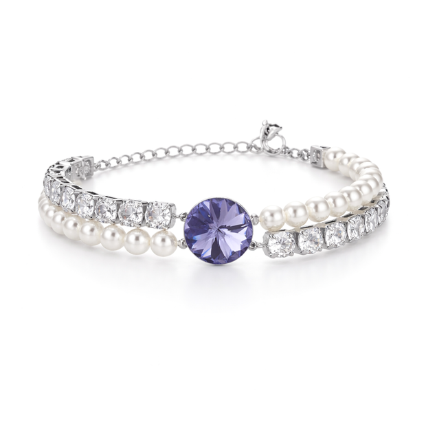 Pearl crystal chain bracelet — variable colour - Violet