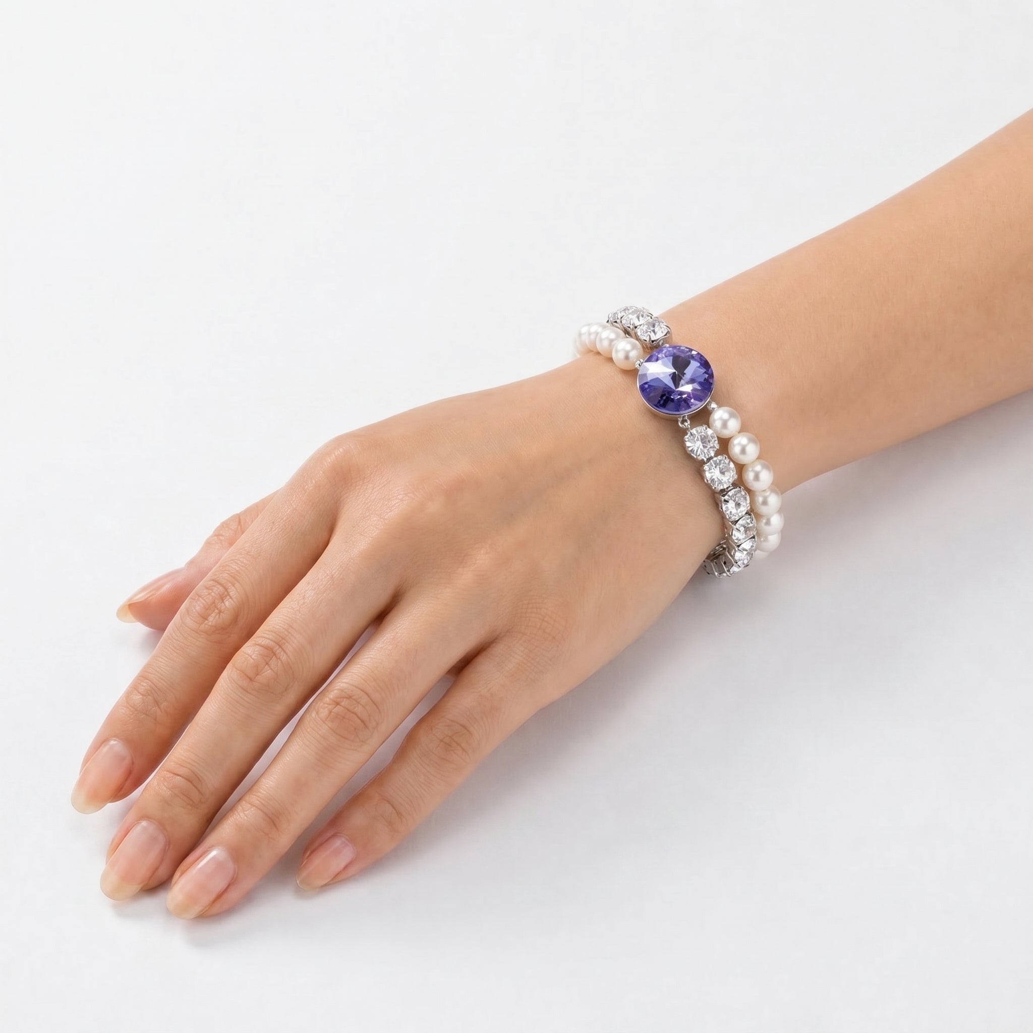 Pearl crystal chain bracelet — variable colour - Violet