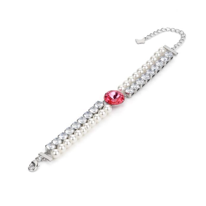 Pearl crystal chain bracelet — variable colour - Rose pink