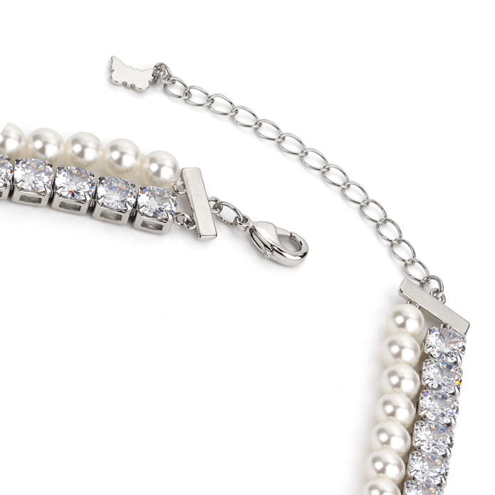 Pearl crystal chain bracelet — variable colour - Rose pink