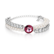 Pearl crystal chain bracelet — variable colour - Fuchsia