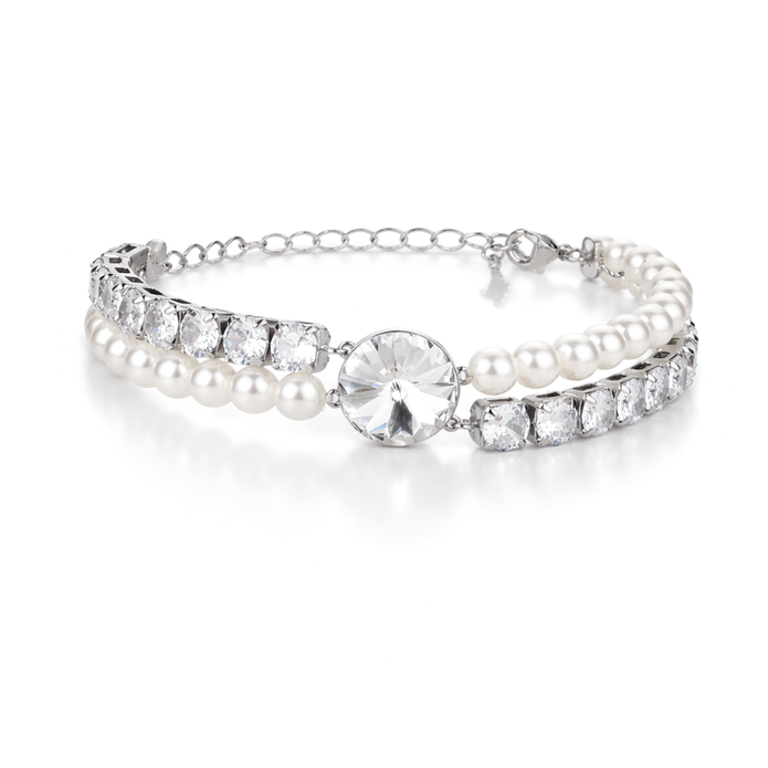 Pearl crystal chain bracelet — variable colour - Clear