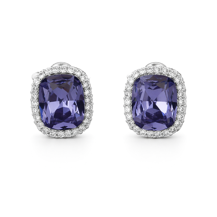 Halo Cushion-Cut Stud Earrings - Amethyst