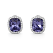 Halo Cushion-Cut Stud Earrings - Amethyst