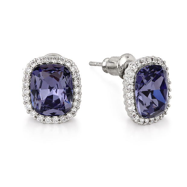 Halo Cushion-Cut Stud Earrings - Amethyst