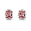 Halo Cushion-Cut Stud Earrings - Rose pink