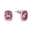 Halo Cushion-Cut Stud Earrings - Rose pink