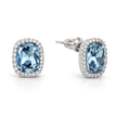 Halo Cushion-Cut Stud Earrings - Aqua Blue
