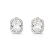 Halo Cushion-Cut Stud Earrings - Clear